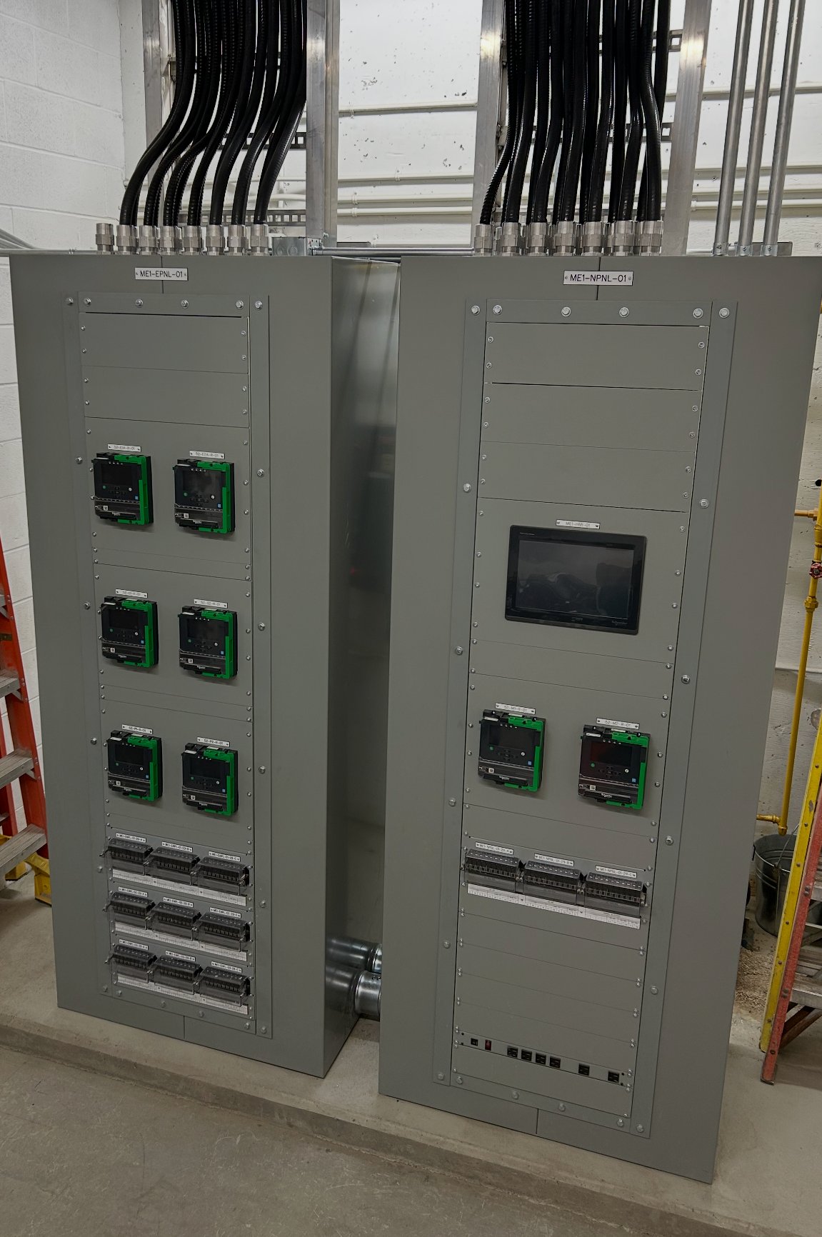 Installed protective relay panels on site