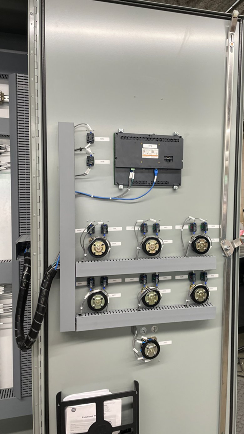 Relay back-panel with CT wiring and test switches